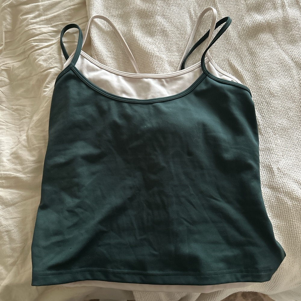 Liaison the Label - XL Women's Double-Strap Tank Top - Deep Green and White